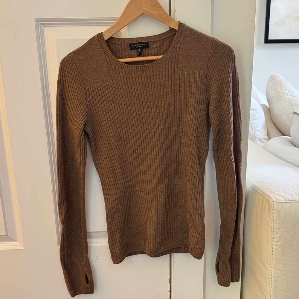 Rag & Bone Tan Ribbed Knit Sweater